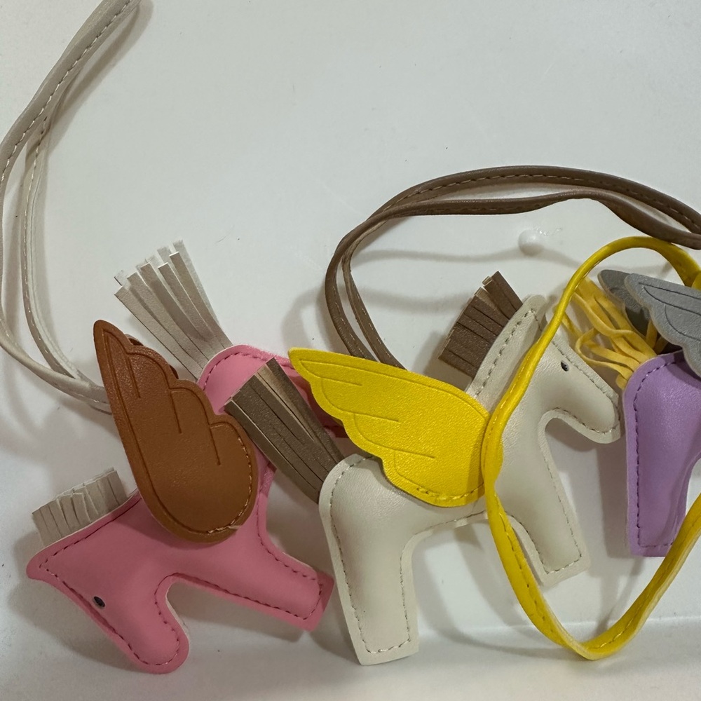 Set Of 4 Purse Charms Pony Bag Charm - Pink, Cream, Purple And Tan